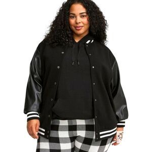 TORRID  Softest Coat Faux Leather Sleeve Bomber Jacket Plus Size 2X NWT